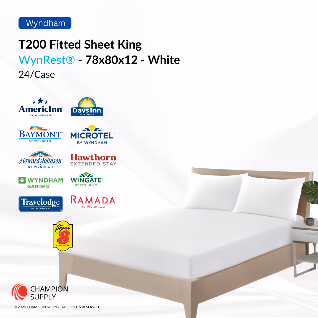 Wynrest T200 Fitted Sheet King 78x80x12 White, Case of 24